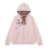Plaid Drawstring Hoodie — Pink