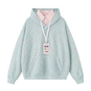 Classic Retro Dot Print Blue Hoodie