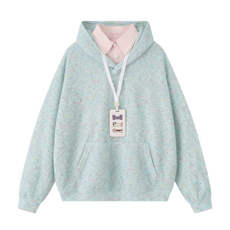 Classic Retro Dot Print Blue Hoodie