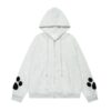 Light Gray Hoodie With Black Dog Paw Pattern