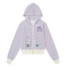 Graffiti Dolphin Print Striped Lightweight Hoodie — Purple